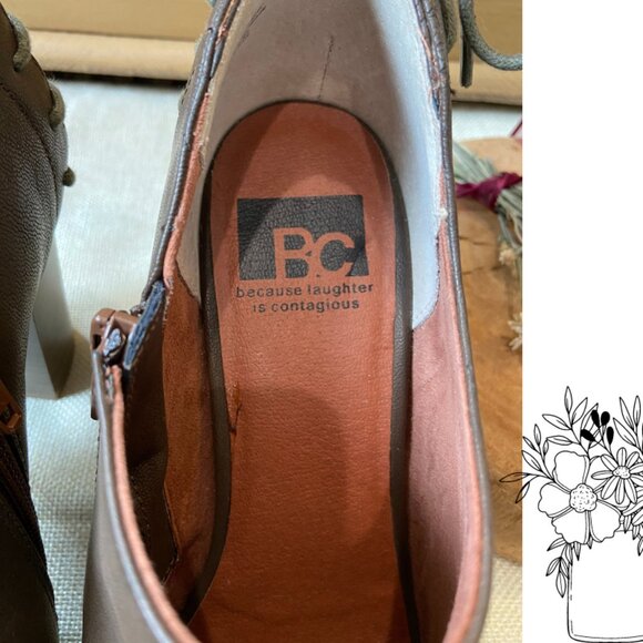 CLOSE OUT SALE!BC Footwear Picture It Brown Peep Toe Lace-Up Back Booties Size 7 - Picture 6 of 12